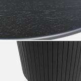 sweeek - Table à Manger Ronde Bois d'hévéa et placage chêne Noir 4 Places - Ø 115 x 73 cm - Estelle