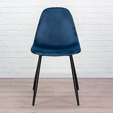 Vaukura Chaise de salle à manger en velours avec pieds noirs (bleu)