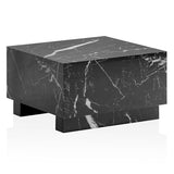 FineBuy Möbel zum Wohlfühlen FineBuy Table basse Monobloc 60 x 60 x 35 cm Noir brillant avec aspect marbre Table de salon carrée Design table basse salon en forme de cube