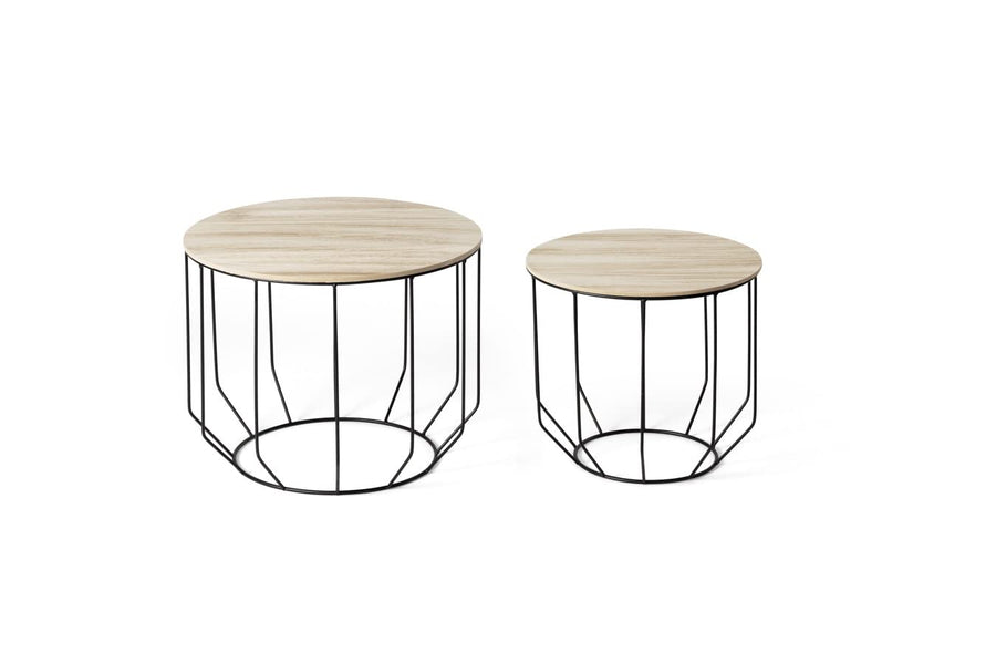 LIFA LIVING Tables Gigognes Bois & Metal Rondes, Table Basse Lot de 2, Petite Table Basse Gigogne Design Industriel, Tables d LIFA LIVING Tables Gigognes Bois & Metal Rondes, Table Basse Lot de 2, Petite Table Basse Gigogne Design Industriel, Tables d'Appoint pour Salon & Chambre