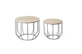 LIFA LIVING Tables Gigognes Bois & Metal Rondes, Table Basse Lot de 2, Petite Table Basse Gigogne Design Industriel, Tables d'Appoint pour Salon & Chambre