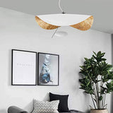 COCOL LED Pendentif En Forme De Feuille Chapeau Doré Suspension Lampe Hauteur Réglable Plafond Suspension Café Bar Chambre Salon Décoration Lustre Système D'éclairage,Blanc,60cm