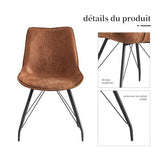 B&D Home Chaises de Salle à Manger Mats (Lot de 2) | Chaise rembourrée pour Cuisine, salon, Salle à Manger, Bureau | Design Industriel | Aspect Daim Brun, 11122-BRAU-2