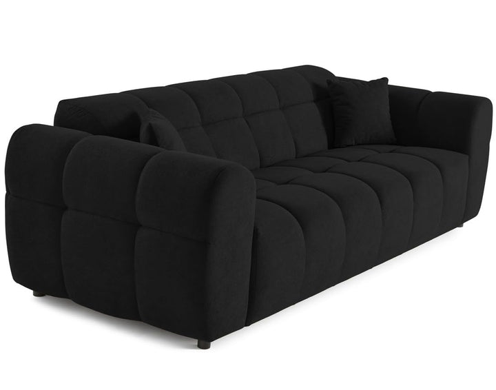 Lisa Design - Ray - canapé Droit 3 Places en Tissu texturé, Noir