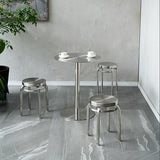 Tabourets de bar industriels en acier inoxydable, chaises de salle à manger empilables et dos nu, hauteur de comptoir de 45,7 cm pour restaurants et bars, design rond en métal