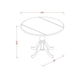 East West Furniture DLT-AWA-TP Dublin Table de salle à manger – un plateau rond en bois massif avec socle rabattable et piédestal, 106,7 x 106,7 cm, noyer