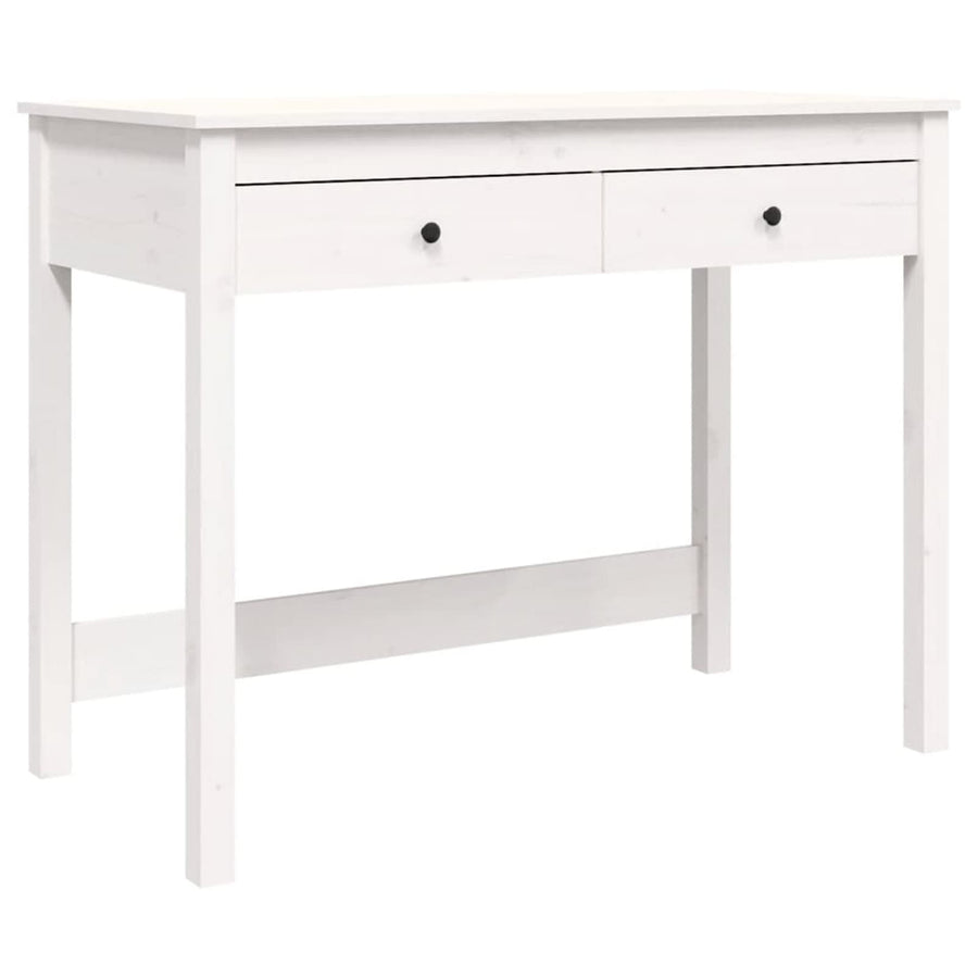 LAPOOH Bureau avec tiroirs Blanc 100x50x78 cm Bois Massif de pin,Bureau avec Rangement,Rangement Bureau,Bureau d'angle