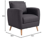 CLP Fauteuil de Salon Tilgard en Tissu I Fauteuil Confortable Rembourrée avec accoudoirs et Dossier Pieds en Bois Solide I Couleur : Gris foncé