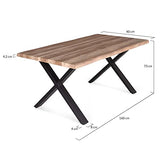 IDMarket - Table à Manger Rectangle Dakota 6 Personnes Pieds Forme en X Design Industriel 160 cm