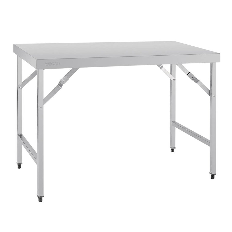Vogue Table pliante en acier inoxydable poli, taille : 900 (H) x 1200 (L) x 600 (P) mm, utilisation intérieure et extérieure, CB905 Vogue Table pliante en acier inoxydable poli, taille : 900 (H) x 1200 (L) x 600 (P) mm, utilisation intérieure et extérieure, CB905