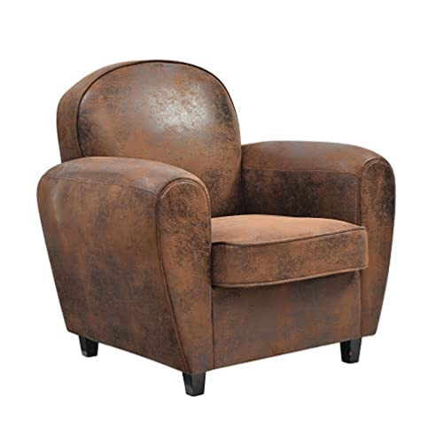 HOME DECO FACTORY HD71401 Club Marron Assise Siege Fauteuil Salon, Bois, 84x84x82cm