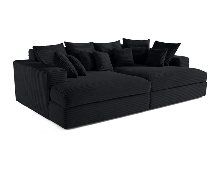Lisa Design - Canapé Collins en Velours Côtelé - Sofa Noir 4 Places - Salon