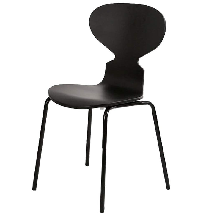 JUUBND Chaise de Salle à Manger décontractée à thème, Chaise Fourmi Simple, siège en Bois courbé + Pieds en Fer forgé, Conception Ergonomique, pour Restaurant/Bureau/comptoir,Black