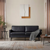 Z-hom Canapé en cuir 001 (noir, 2 places)