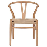 EME Mobiliario Chaise de salle à manger Bone en bois Style nordique Y - Bois de hêtre blanc et siège en corde tressée, Naturel, 43 x 46 x 73