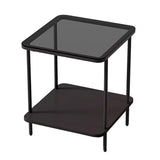 CMYCYDDPLY Table D'appoint À 2 Niveaux, Table Basse de Rangement, avec Verre Trempé, Économise de l'espace, Peut Être Utilisée comme Table Basse ou Table de Chevet