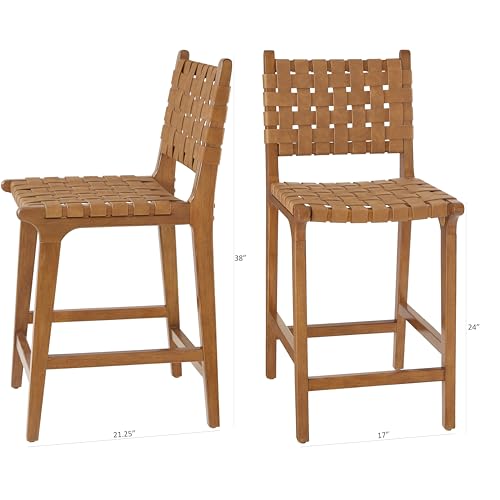 Ball & Cast Tabouret de comptoir tissé, Hauteur de comptoir de Cuisine, Dossier, Tabouret en Bois tissé, Similicuir Marron Ball & Cast Tabouret de comptoir tissé, Hauteur de comptoir de Cuisine, Dossier, Tabouret en Bois tissé, Similicuir Marron
