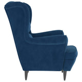 SKM Fauteuil à Oreilles avec Tabouret Bleu Velours, Weight:26.85 kg,3115930