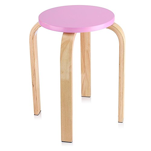 Dioche Tabouret rond empilable, chaise empilable en bois, tabouret de salle de bain et cuisine, tabourets de bar pour salon, chambre à coucher, en bois courbé 40 x 30 x 45,5 cm (Rose) Dioche Tabouret rond empilable, chaise empilable en bois, tabouret de salle de bain et cuisine, tabourets de bar pour salon, chambre à coucher, en bois courbé 40 x 30 x 45,5 cm (Rose)