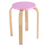 Dioche Tabouret rond empilable, chaise empilable en bois, tabouret de salle de bain et cuisine, tabourets de bar pour salon, chambre à coucher, en bois courbé 40 x 30 x 45,5 cm (Rose)