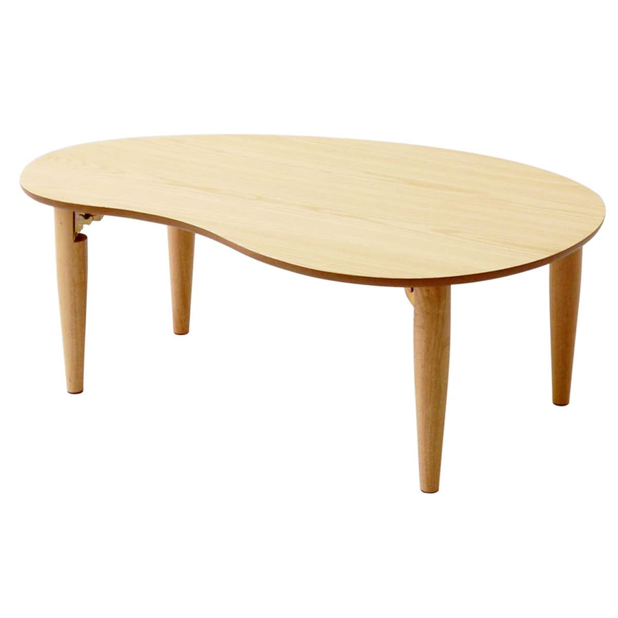 EMOOR Table Basse Pliante en Bois en Forme de Poire (L80xP52xH33cm) Naturel, Table à Thé Assise au Sol Japonais Minimaliste Petit Espace Tatami Chambre Salon