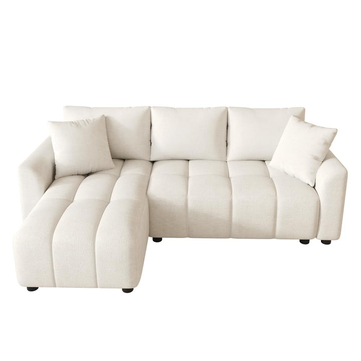 Sapgaks Canapé d'angle,Canapé 3 Places,anapé d'angle Convertible en L, Tissu Chenille,avec 2 Coussins décoratifs,adapté au Salon et à l'appartement (Beige)