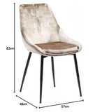 Kare Design Chaise East Side, Beige/Noir, Aspect Velours, Lot de 2, Élégant, Chaises Salle a Manger, Deco Intérieur, Decoration Chambre, Cuisine, 83x48x57 cm (H/L/P)