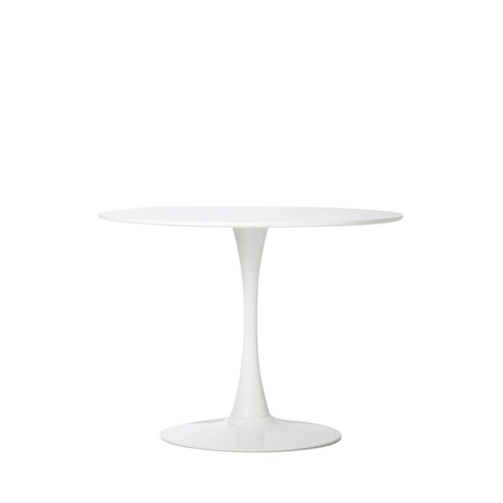 KLAST Table à Manger Ronde de 100 Cm Blanche Cory, Style Vintage avec Base Tulipe, Design Contemporain et Amplificateur d'Espace Idéale pour Les Salles à Manger Modernes