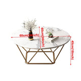 Table Basse Ronde Moderne, Table Centrale de Salon avec Plateau Rond en Pierre frittée et Table de canapé à Cadre en métal Robuste pour Salon, Chambre à Coucher, Salle à Manger, Petit appart