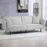 HOMCOM Canapé Convertible 3 Places canapé-lit 2 Places canapé clic-clac en Tissu Effet Lin avec Dossier réglable 2 Coussins lavables pour Salon, Chambre d'amis, Gris Clair