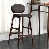 JUNNIU Tabourets de Bar en Bois Massif Simples et Modernes, Pieds en Noyer avec siège en PU, Chaise de Petit-déjeuner à Dossier, Hauteur d'assise 75 cm (Couleur: Noir) Decoration