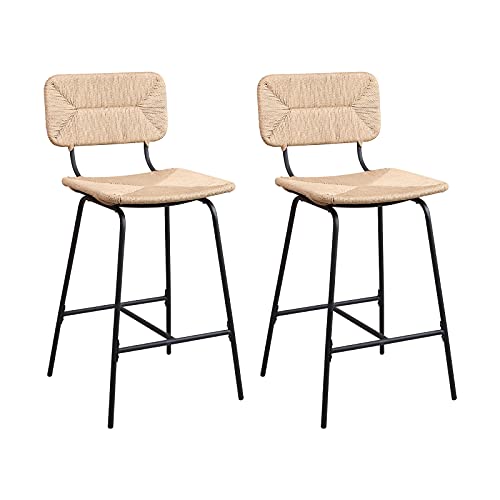 Tabourets de Bar Îlot Central Corde tressée et Métal - Coloris Naturel TIDRA | Lot de 2 Tabourets de Bar Îlot Central Corde tressée et Métal - Coloris Naturel TIDRA | Lot de 2