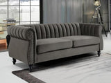 Vente-unique - Canapé Chesterfield 3 Places en Velours Trumbo - Gris