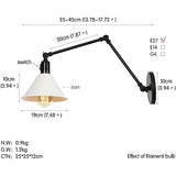 Appliques Murales, Rétractable avec Interrupteur Applique Murale Industrielle Rétro Luminaires Muraux E27 Abat-Jour en Fer Forgé Librement Réglable pour Les Chambres Salon Loft Restaurant