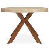 Menzzo Table à Manger Ronde Extensible Avec Pied Central en Métal | Salle à Manger ou Cuisine | Bois, Métal | Myriade | Diamètre 110 cm x H75 cm, Dépliée: L110 x P160-210-260 x H75