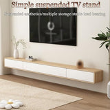 Meuble TV Flottant Meuble TV Mural Simple pour Le Salon Rangement par tiroirs et Portes abattantes Facile à Installer Forte capacité de Charge(White+Red,200 * 20 * 24cm)
