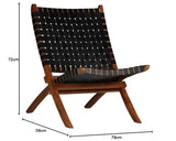 CKioict Fauteuil de lecture, fauteuil à cocktail, moderne, rembourré, pliable, tressé, en cuir véritable, noir, convient pour le bureau, la chambre à coucher, le bureau