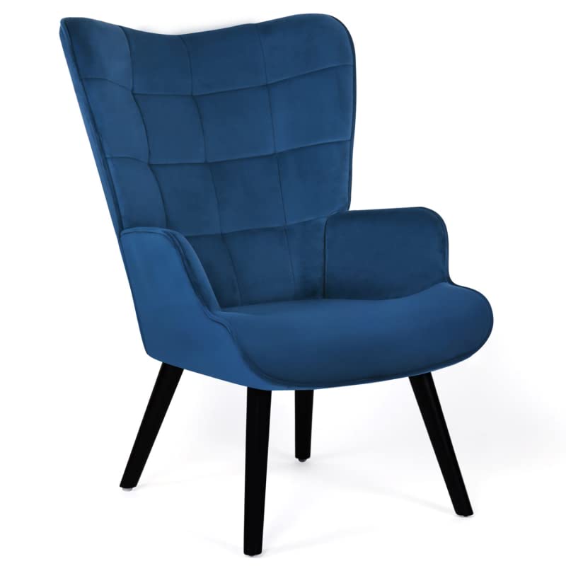 IDMarket - Fauteuil scandinave ANIA en Velours Bleu IDMarket - Fauteuil scandinave ANIA en Velours Bleu