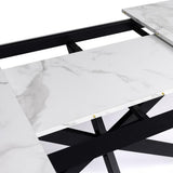 IDMarket - Table à Manger Extensible Rectangle Alix 6-10 Personnes Pied araignée Noir Plateau Effet marbre Blanc Alaska 160-200 cm