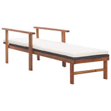 vidaXL Chaise Longue et Coussin Jardin Bain de Soleil de Patio Transat de Terrasse Extérieur Piscine Résine Tressée Noir Bois d'Acacia