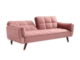 Vente-unique - Canapé 3 Places Convertible clic-clac en Velours Rose GULCAN