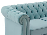 Vente-unique - Canapé 2 Places en Velours Bleu Pastel Chesterfield - Velours