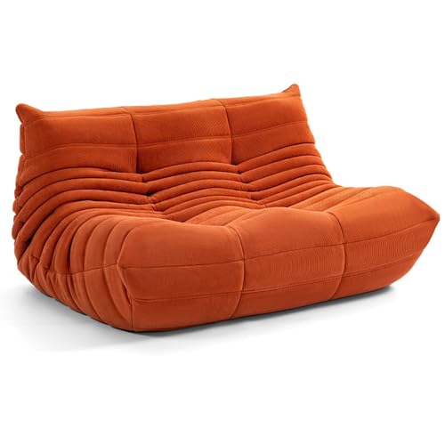 Canapé de Sol Confortable et Paresseux, canapé d'appoint en Tissu suédé Doux inspiré des chenilles avec Chaise à Texture plissée en Coton 50D Orange paresseux-70 × 184 × 38 cm