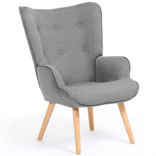 IDMarket - Fauteuil scandinave Ivar en Tissu Gris Clair