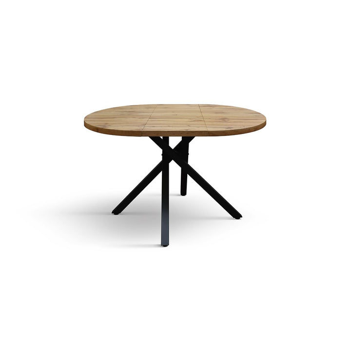 PAZZO DESIGN Table ronde extensible Nada, table de salon, table de cuisine, pieds croisés noirs, fabriquée en Italie, chêne rustique, 100 x 75 cm - id_2220