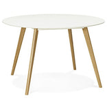 ALTEREGO Table de Cuisine Ronde Design Blanc 120x120x75 cm Table Ronde pouvant accueillir 6 Personnes.