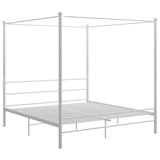 prissent Lit à baldaquin blanc en métal 200 x 200 cm structure de lit en métal lit double lits doubles modernes structure de lit à baldaquin (matelas non inclus)