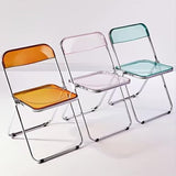 Eqvexd Chaise Pliante Transparente Chaise Pliante Acrylique Transparente Siège de Salon en Plastique PC Cadre Chromé (Taille: 18,5 x 16,33 x 29,52 po)(2 Pieces)