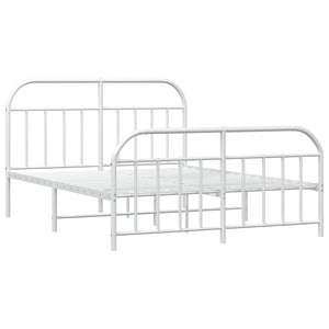 vidaXL Cadre de lit métal avec tête de lit/Pied de lit Blanc 140x200cm, lit Double, Meuble de Chambre à Coucher, lit d'invité, lit