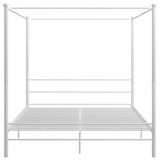 prissent Lit à baldaquin blanc en métal 200 x 200 cm structure de lit en métal lit double lits doubles modernes structure de lit à baldaquin (matelas non inclus)